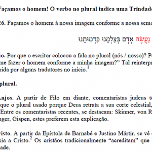 Façamos o homem – O verbo no plural indica uma Trindade?