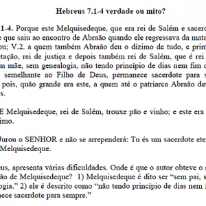 Seria Jesus a figura de Melquisedeque em Hebreus 7?