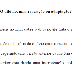 O dilúvio uma revelação ou adaptação?