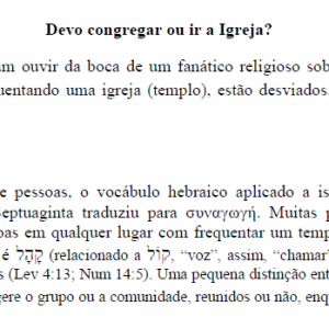 Devo congregar ou ir a Igreja?